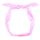 Pink and white polka dot wire headband with bunny ears