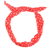 Red and white polka dot headband with bunny ears - Bunny Ears Retro Polka Dot Wire Headband