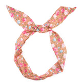 Bunny Ears Retro Rose Print Wire Headband in Pink