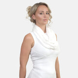Burnout Aztec Snood Infinity Scarf worn by a woman in white scarf