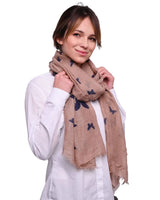 Woman wearing Butterfly Print Oversized Viscose Shawl Wrap for Women