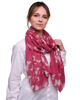 Bright pink scarf with white hearts, Butterfly Print Oversized Viscose Shawl Wrap for Women