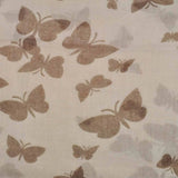 White and brown butterfly print fabric on Butterfly Print Oversized Viscose Shawl Wrap for Women