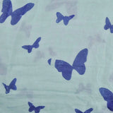 Blue butterfly print fabric on Butterfly Print Oversized Viscose Shawl Wrap for Women