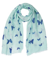 Butterfly print oversized viscose shawl wrap with bird pattern