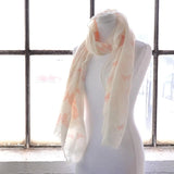 Butterfly Print Oversized Viscose Shawl Wrap with White Scarf and Orange Pink Flowers