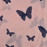 Pink background with black butterflies - Butterfly print oversized shawl for women.