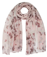 Butterfly print oversized pink scarf with floral pattern for women.