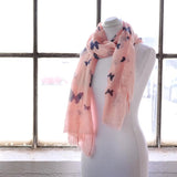 Pink butterfly print shawl for women.