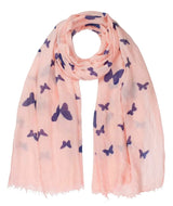 Butterfly print oversized viscose shawl wrap for women.