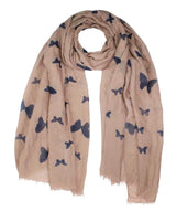 Butterfly print oversized viscose shawl for women