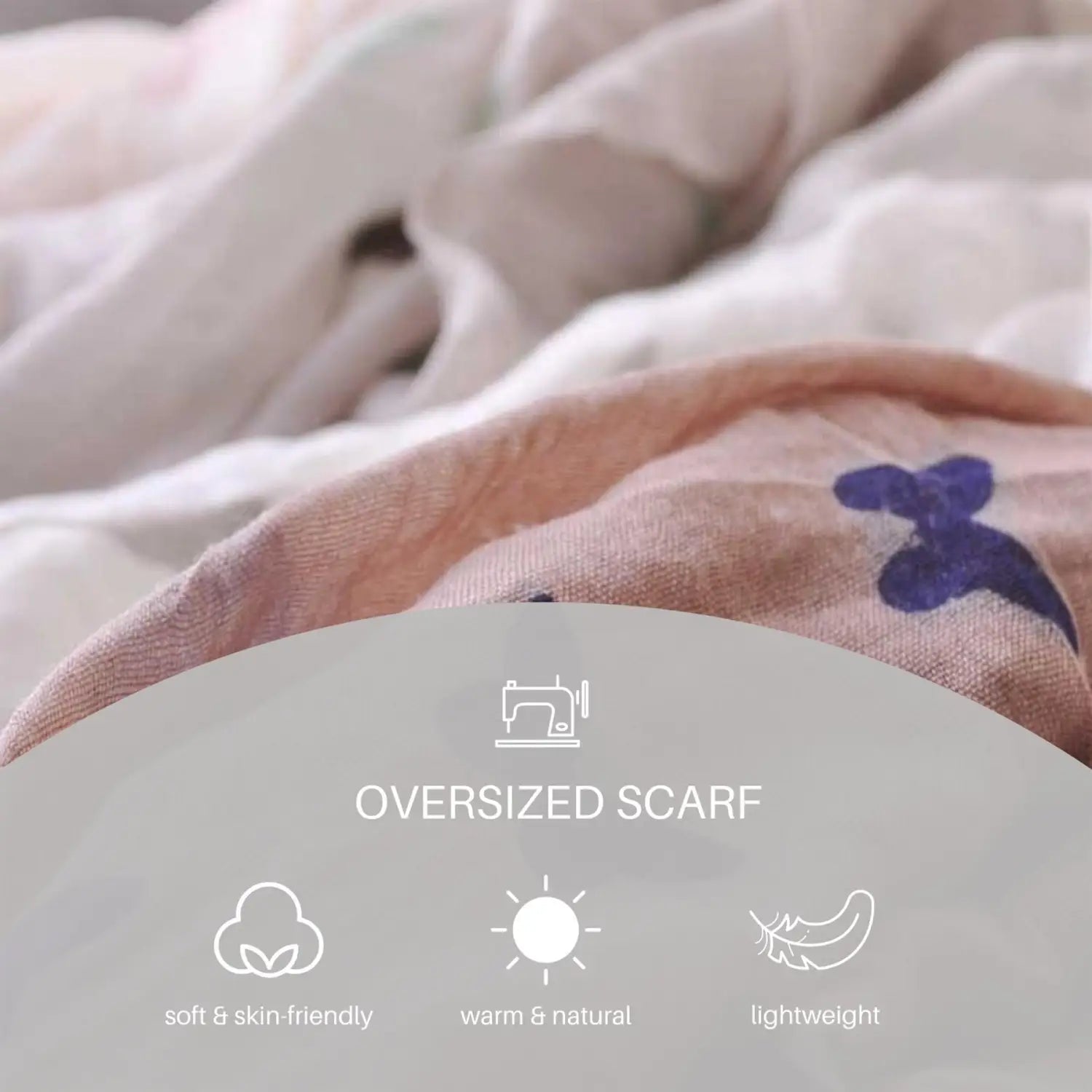 Butterfly print oversized shawl wrap with white sheet bed display