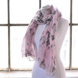 Pink butterfly print oversized shawl wrap for women