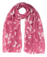 Pink Butterfly Print Oversized Shawl Wrap for Women