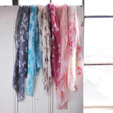 Colorful butterfly print oversized viscose shawl wrap scarves hanging on window display