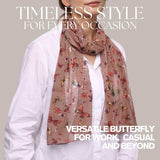 Floral and butterfly print scarf in muted pink, perfect lightweight accessory