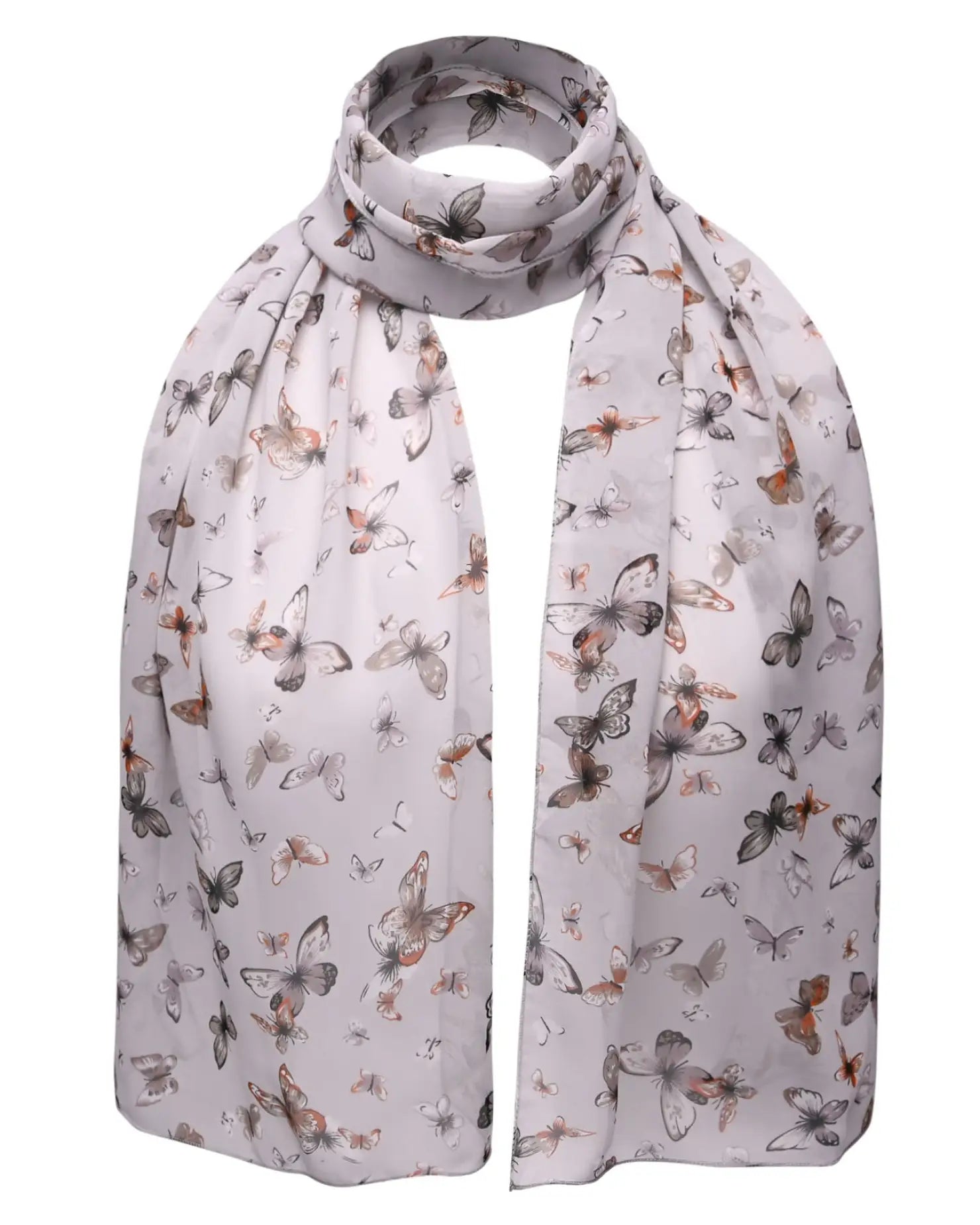 Butterfly print scarf: White scarf with exquisite butterfly pattern