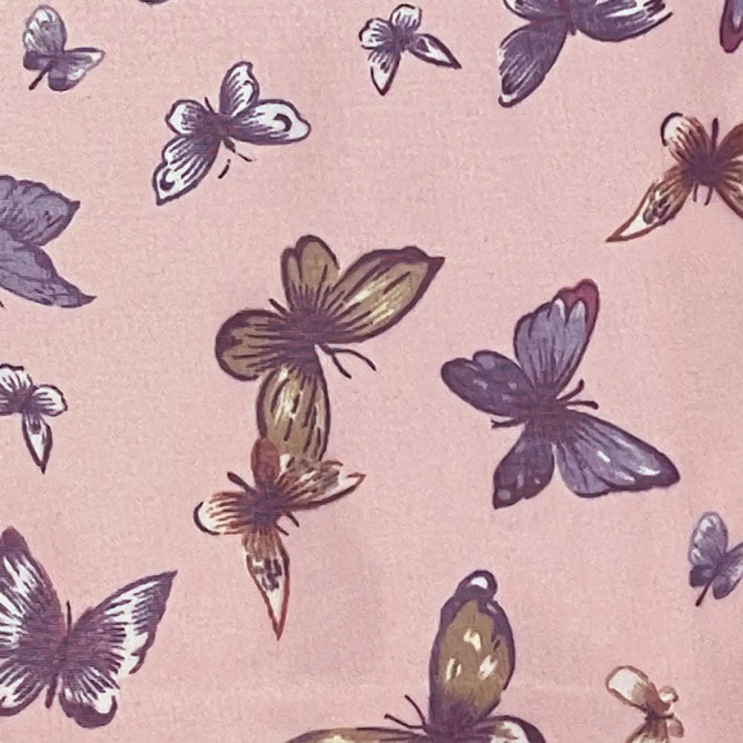 Butterfly print scarf on pink background with butterflies