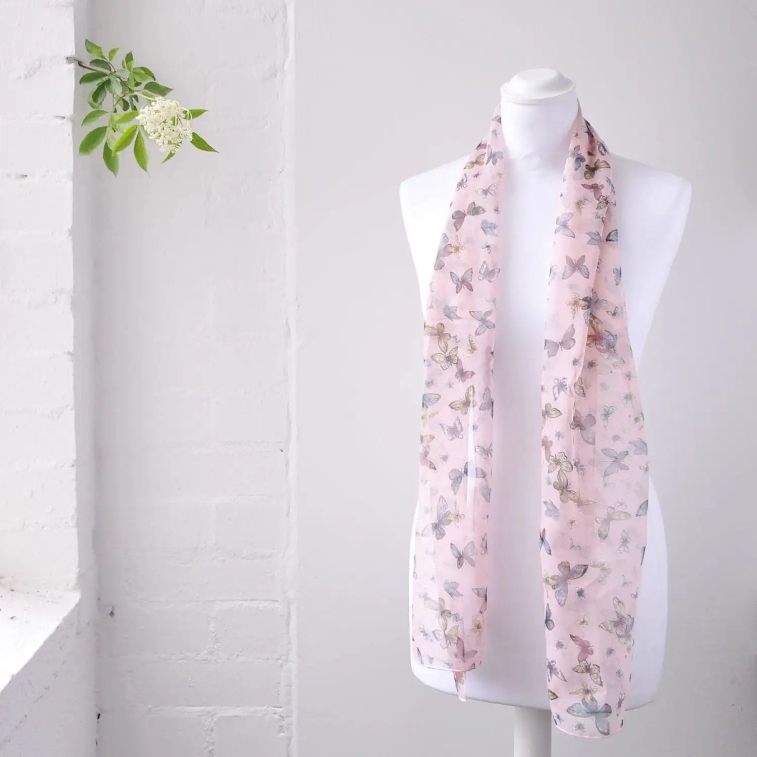 Pink Butterfly Print Scarf: Lightweight, Soft & Versatile Accessory