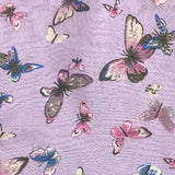 Butterfly print scarf on purple background with butterflies
