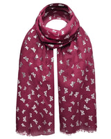 Butterfly print oversized scarf with silver foil design