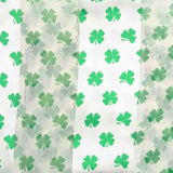 Green Celtic Shamrock Satin Scarf Pattern on White Background