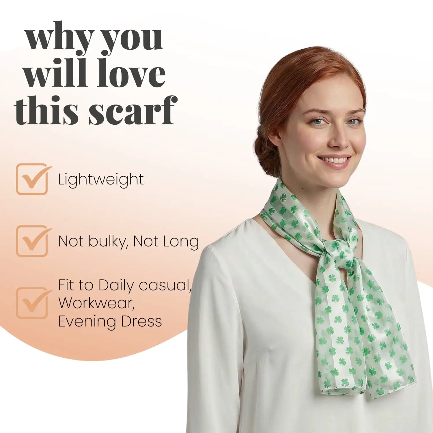 Celtic Shamrock Satin Scarf & Holder for Irish Pride - Scarves