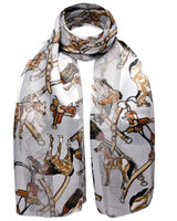 Chic Equestrian Horse & Chain Satin Scarf with horse pattern