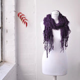 Chic plain knitted purple scarf on mannequin for Autumn & Winter.