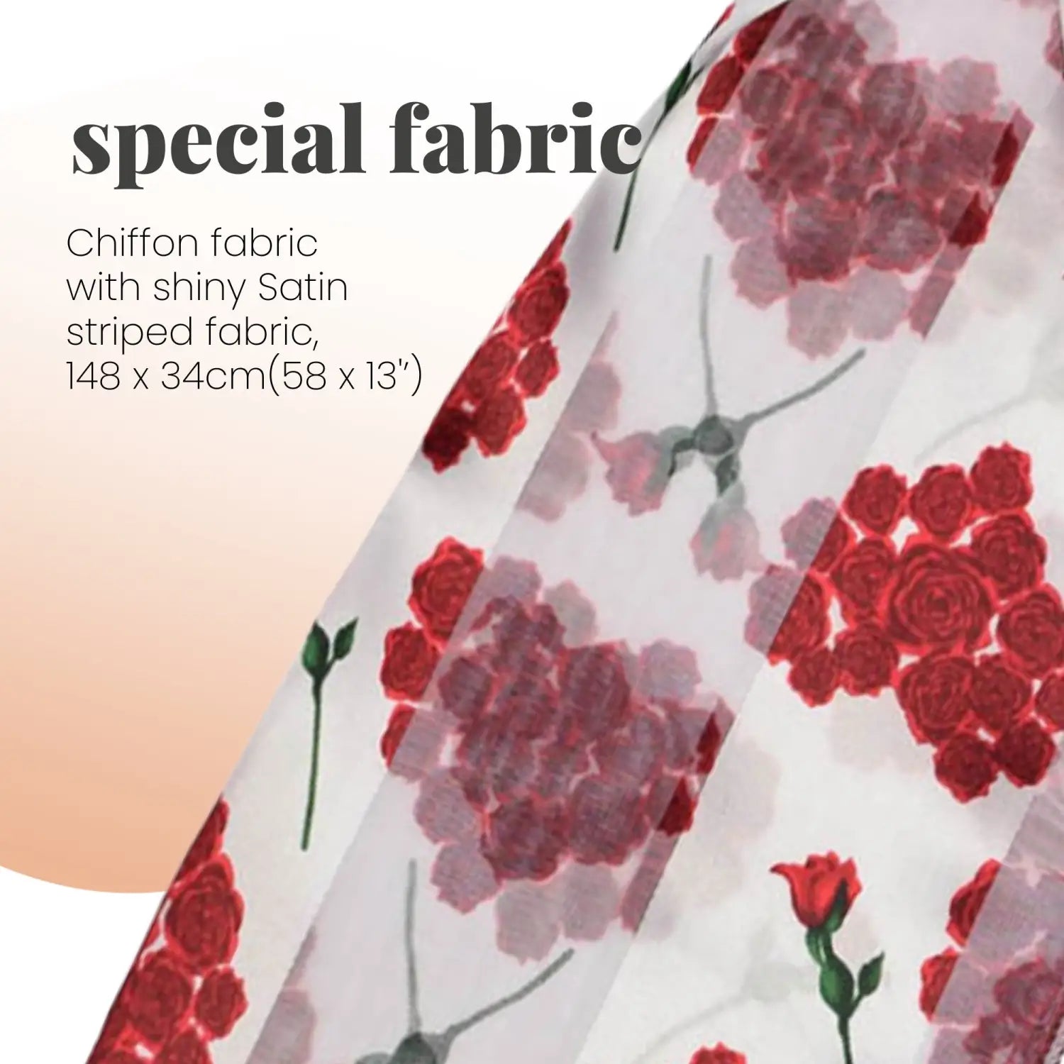 Chic Red Rose Bouquet Pattern Satin Polyester Neck Scarf - Scarves