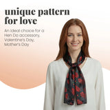 Chic Red Rose Bouquet Pattern Satin Polyester Neck Scarf - Scarves