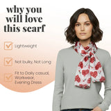 Chic Red Rose Bouquet Pattern Satin Polyester Neck Scarf - Scarves