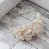 Chiffon 3D Realistic Rose and Pearl Flower Headband
