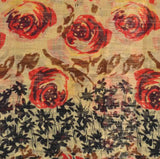 Chiffon Flower Floral Print Scarf on beige background
