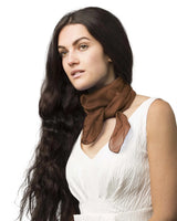 Chiffon square scarf worn by woman