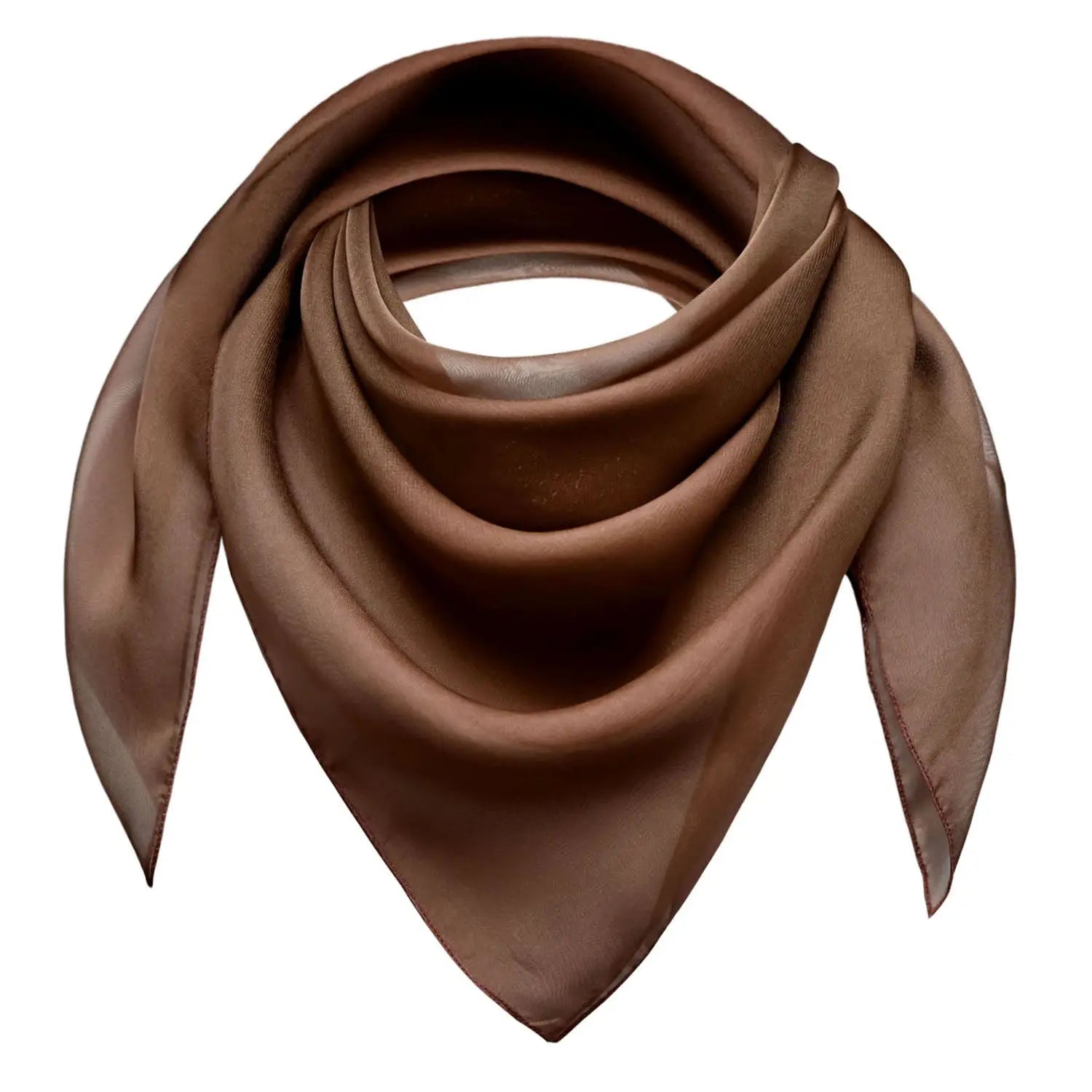 Brown chiffon square scarf on white background