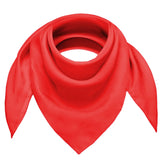 Chiffon square scarf in red on white background.