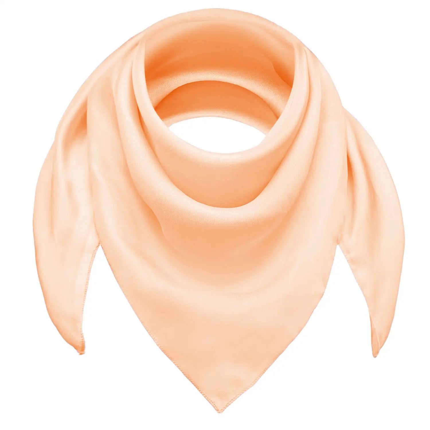 Peach chiffon square scarf on white background for women