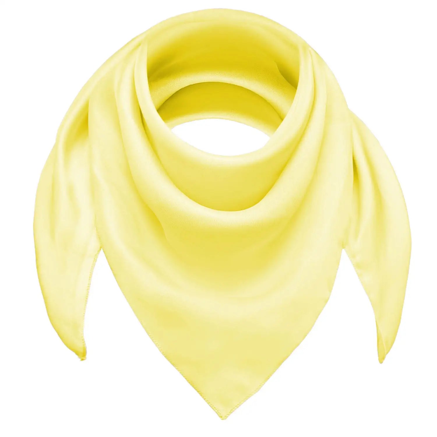 Chiffon square scarf in vibrant yellow on white background