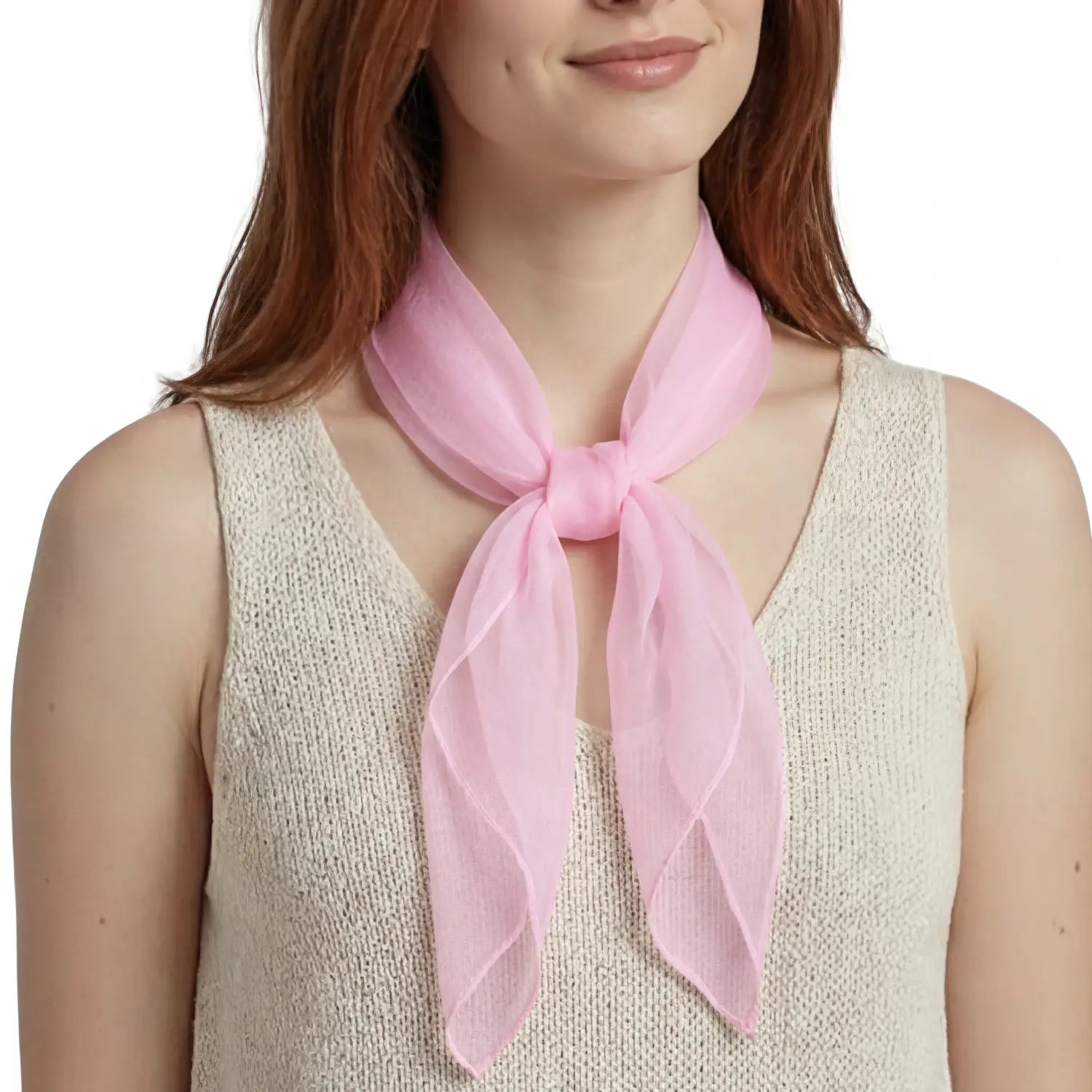 Chiffon Square Scarf Retro Organza for 60s & 70s Style - Baby Pink - Scarves