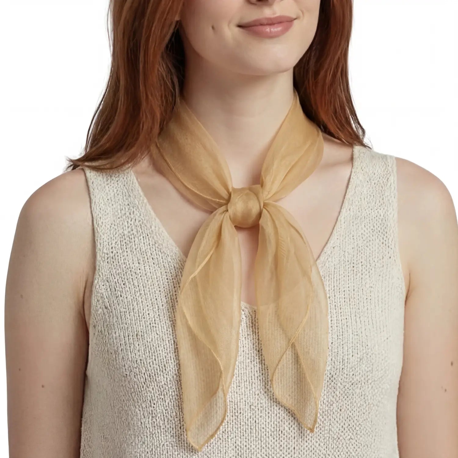Chiffon Square Scarf Retro Organza for 60s & 70s Style - Beige - Scarves