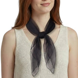Chiffon Square Scarf Retro Organza for 60s & 70s Style - Black - Scarves
