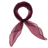 Dark purple chiffon square scarf with long fringe for 60s & 70s style retro organza.