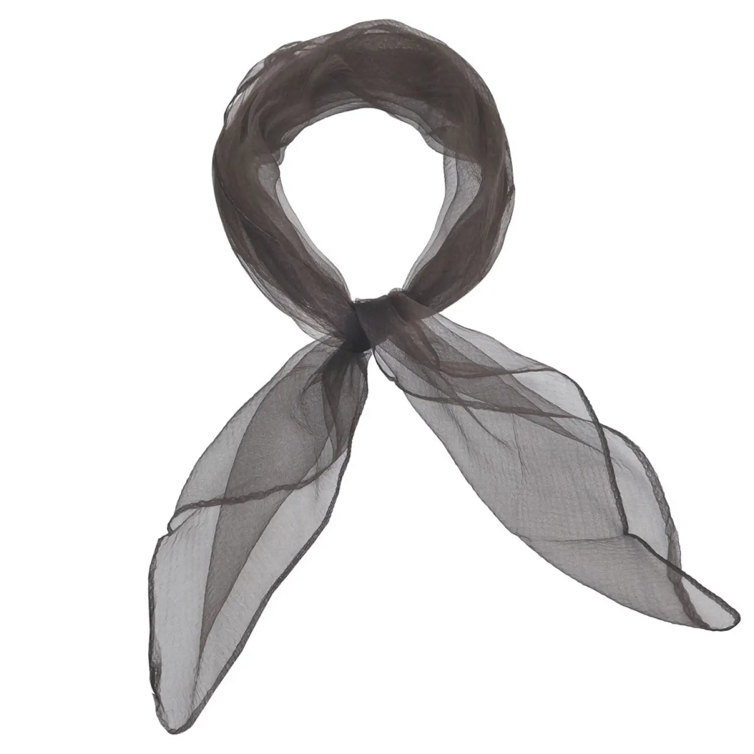 Chiffon square scarf in black with fringe - retro organza fashion