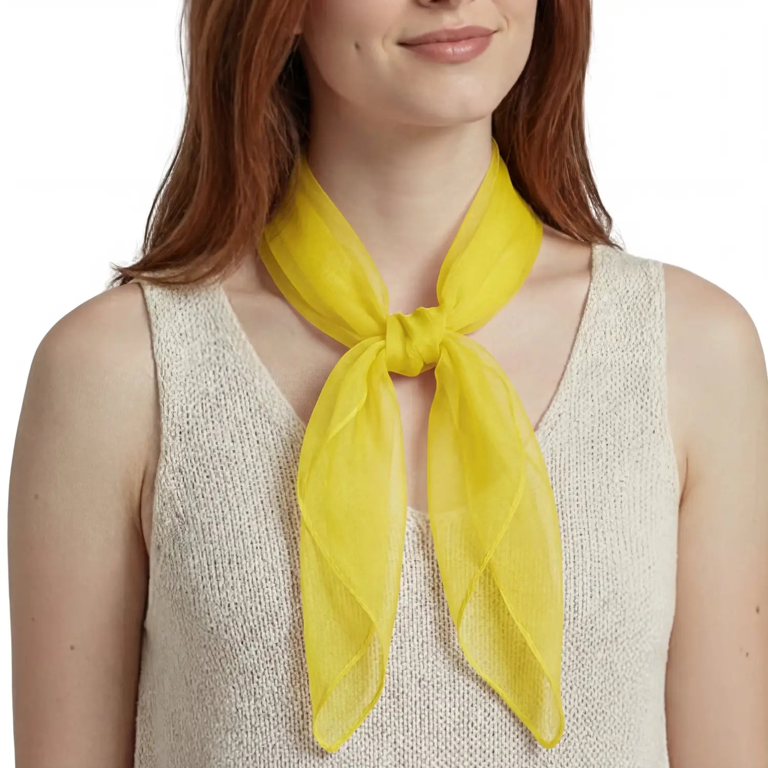 Chiffon Square Scarf Retro Organza for 60s & 70s Style - Lemon Yellow - Scarves