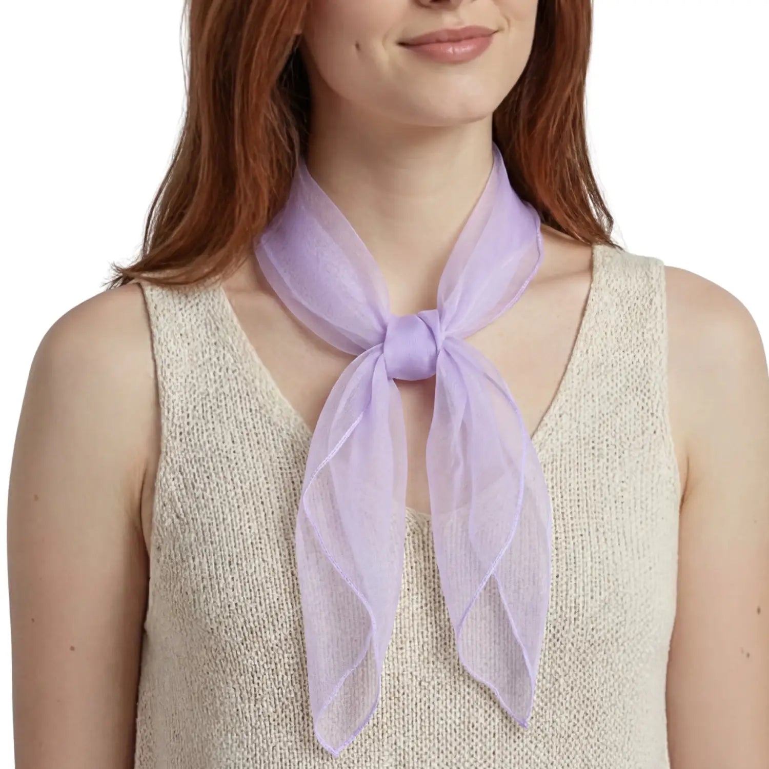 Chiffon Square Scarf Retro Organza for 60s & 70s Style - Lilac - Scarves