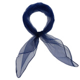 Navy blue chiffon square scarf with fringe for retro 60s & 70s style
