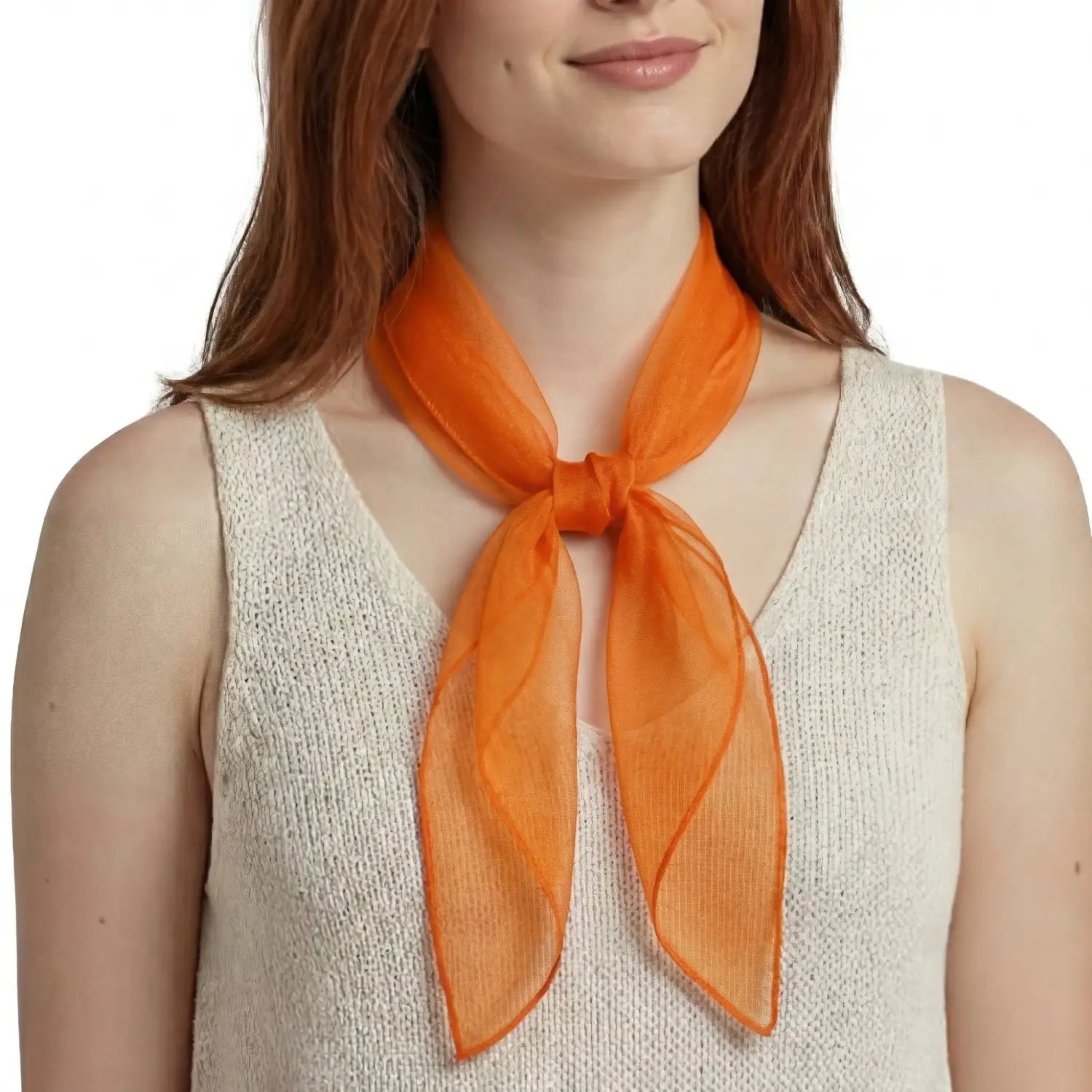 Chiffon Square Scarf Retro Organza for 60s & 70s Style - Orange - Scarves