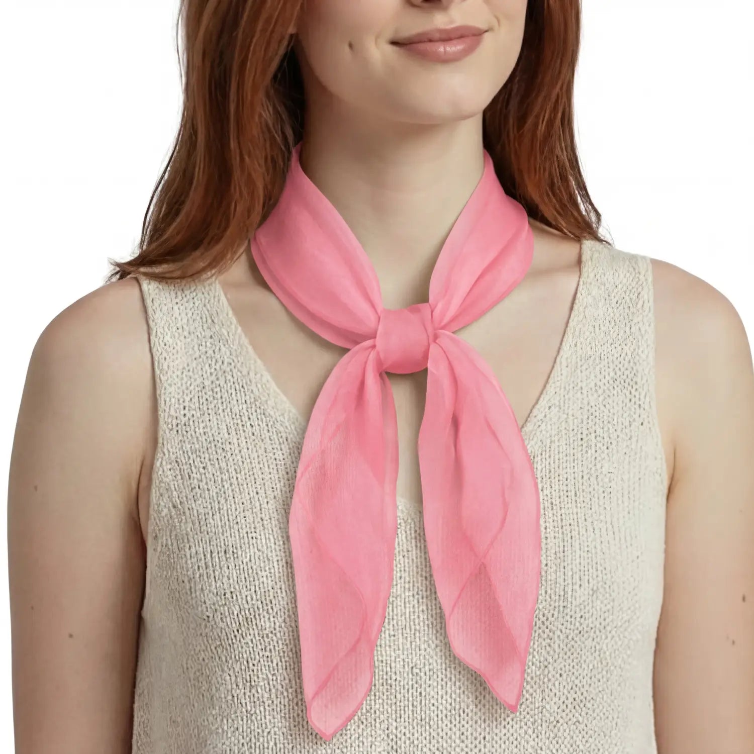 Chiffon Square Scarf Retro Organza for 60s & 70s Style - Pink - Scarves