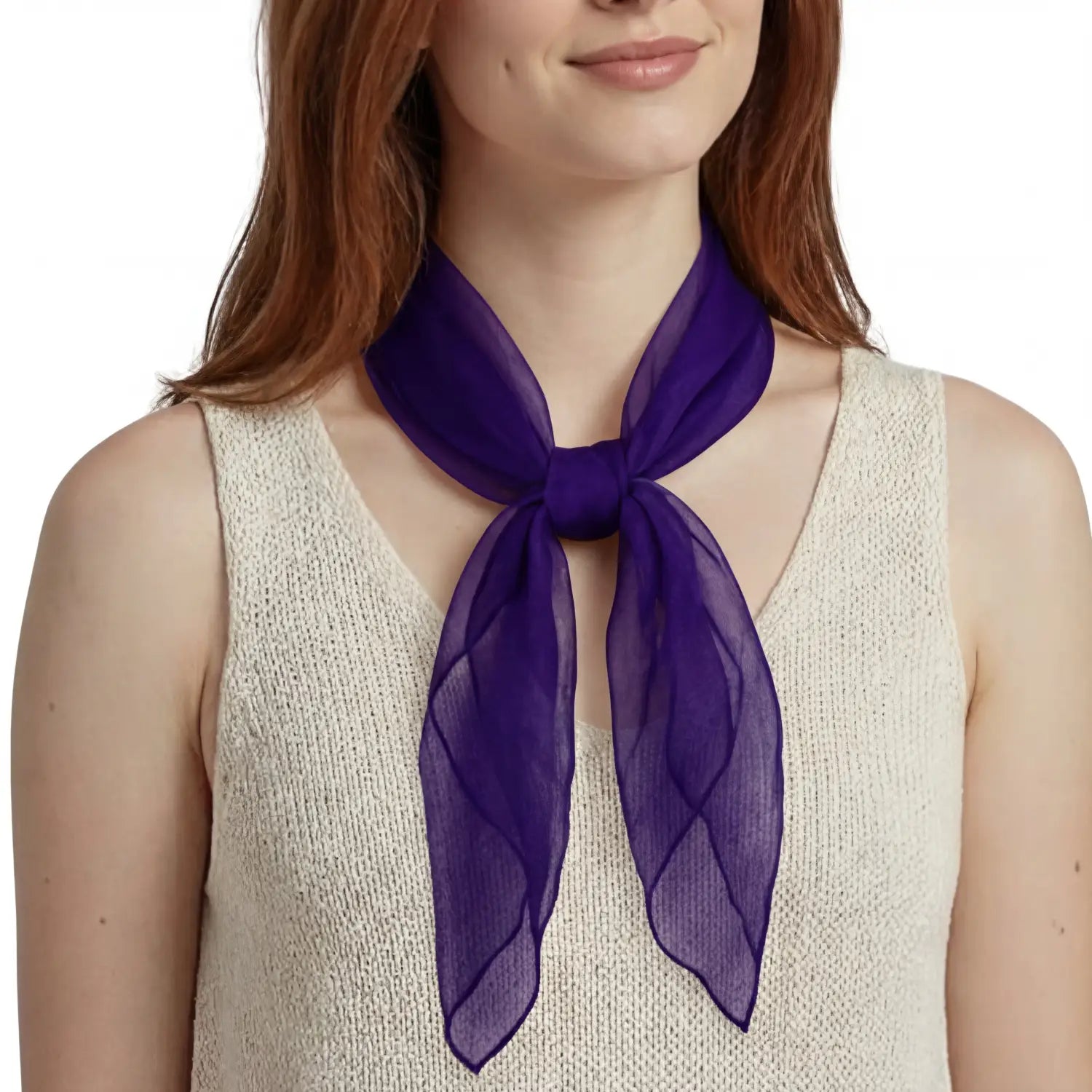 Chiffon Square Scarf Retro Organza for 60s & 70s Style - Purple - Scarves